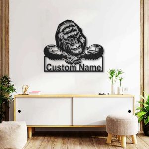 Gorilla Metal Art Personalized Metal Name Sign Decor Home Gift for Animal Lover 3