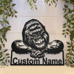 Gorilla Metal Art Personalized Metal Name Sign Decor Home Gift for Animal Lover 4