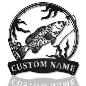Grouper fish Metal Art Personalized Metal Name Sign Decor Home Fishing Gift for Fisherman 1