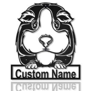 Guinea Pig Metal Art Personalized Metal Name Sign Decor Home Gift for Animal Lover