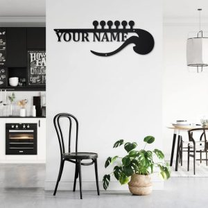 Guitar Musical Instrument Metal Art Personalized Metal Name Sign Music Room Decor 3