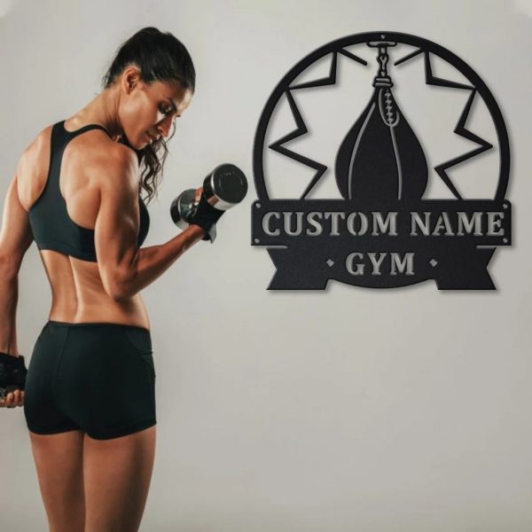 Gym Speed Bag Metal Sign Personalized Metal Name Signs Home Decor Sport Lovers Gifts
