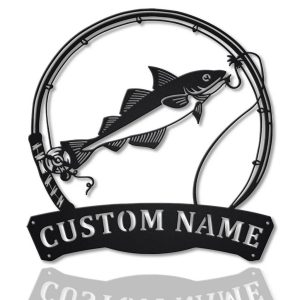 Haddock Fish Metal Art Personalized Metal Name Sign Decor Home Gift for Fishing Lover