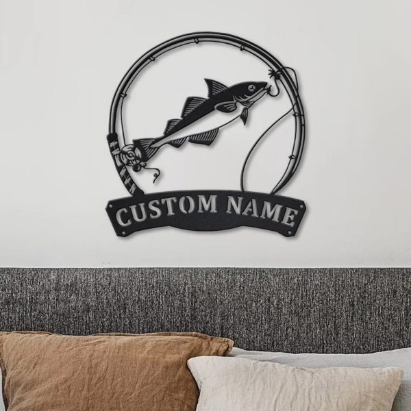 Haddock Fish Metal Art Personalized Metal Name Sign Decor Home Gift for Fishing Lover