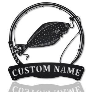 Halibut Fish Metal Art Personalized Metal Name Sign Decor Home Fishing Gift for Fisherman 1