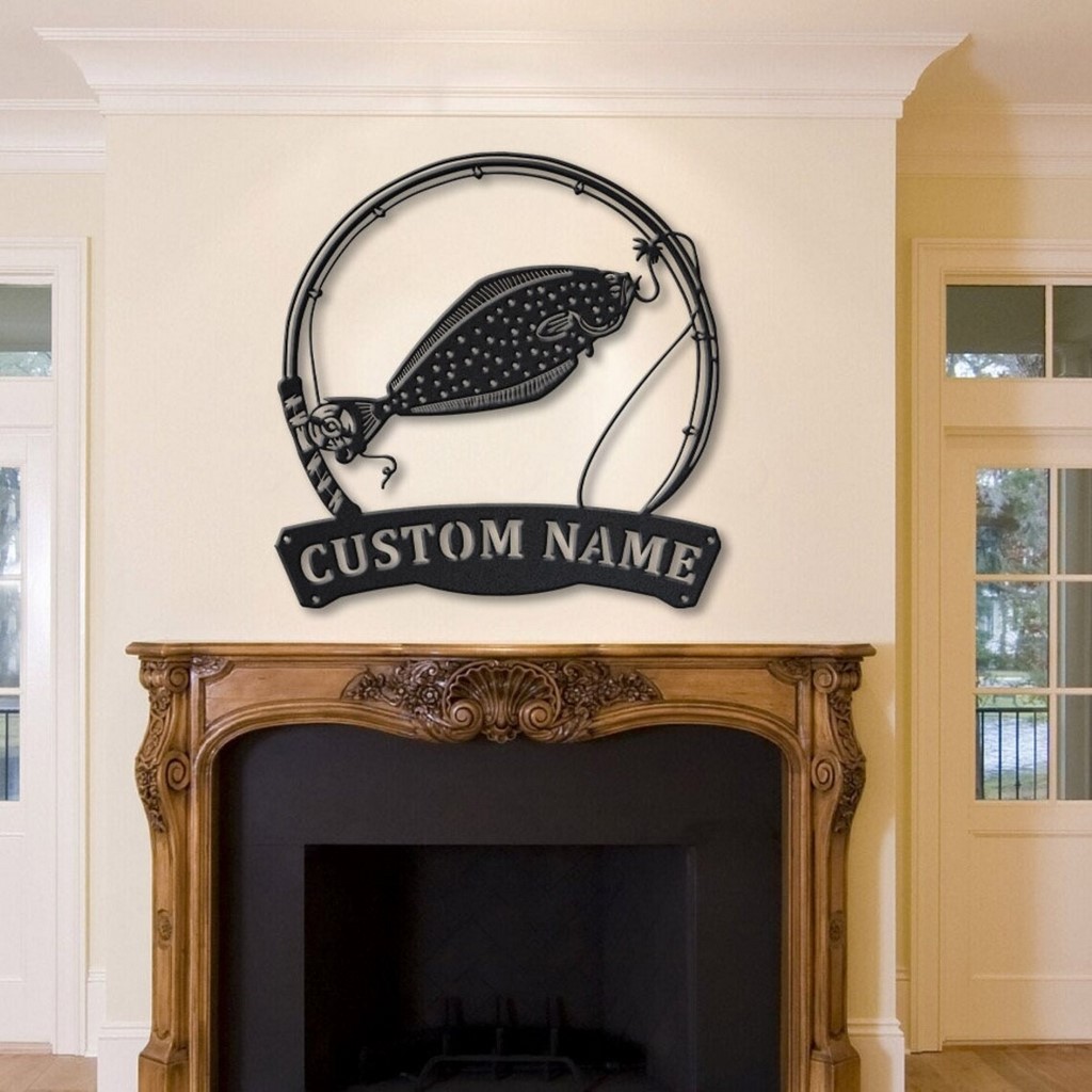 Halibut Fish Metal Art Personalized Metal Name Sign Decor Home