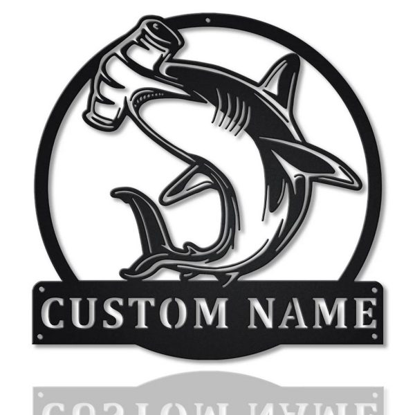 Hammerhead Shark Metal Art Personalized Metal Name Sign Decor Home Gift for Animal Lover