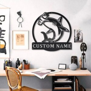 Hammerhead Shark Metal Art Personalized Metal Name Sign Decor Home Gift for Animal Lover 3