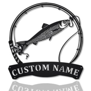 Herring Fish Metal Art Personalized Metal Name Sign Decor Home Fishing Gift for Fisherman