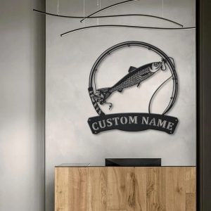 Herring Fish Metal Art Personalized Metal Name Sign Decor Home Fishing Gift for Fisherman 3