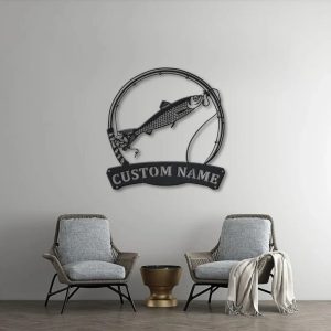 Herring Fish Metal Art Personalized Metal Name Sign Decor Home Fishing Gift for Fisherman 4