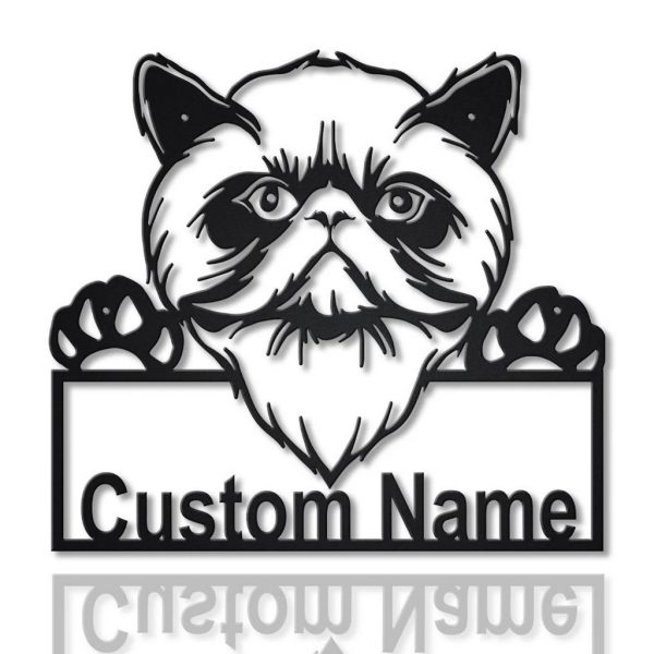 Himalayan Cat Metal Art Personalized Metal Name Sign Decor Home Gift for Cat Lover