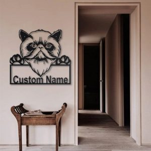 Himalayan Cat Metal Art Personalized Metal Name Sign Decor Home Gift for Cat Lover