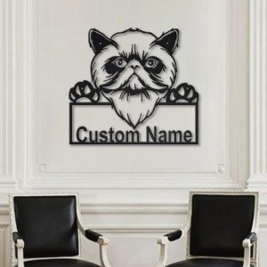 Himalayan Cat Metal Art Personalized Metal Name Sign Decor Home Gift for Cat Lover 3