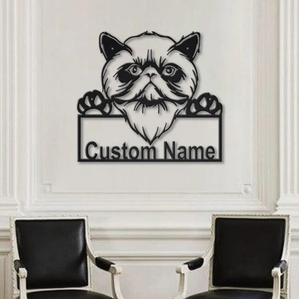 Himalayan Cat Metal Art Personalized Metal Name Sign Decor Home Gift for Cat Lover