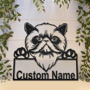 Himalayan Cat Metal Art Personalized Metal Name Sign Decor Home Gift for Cat Lover 4