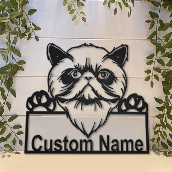 Himalayan Cat Metal Art Personalized Metal Name Sign Decor Home Gift for Cat Lover