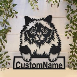 Holy Burma Cat Metal Art Personalized Metal Name Sign Decor Home Gift for Cat Lover 4