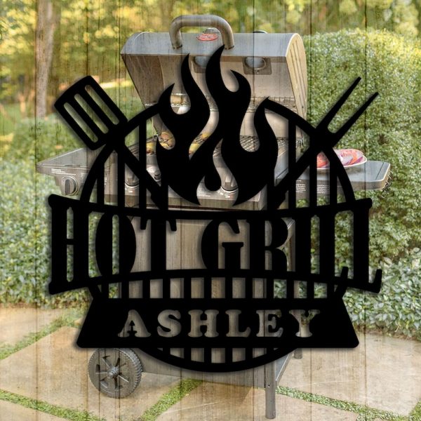 Hot Grill Home Bar Signs Custom Metal Signs For Outdoors Metal Business Signs