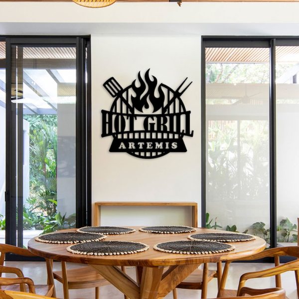 Hot Grill Home Bar Signs Custom Metal Signs For Outdoors Metal Business Signs