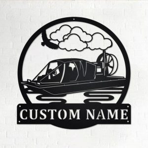 Hovercraft Speed Boat Metal Wall Art Personalized Metal Name Sign Home Decor Housewarming Gift 1