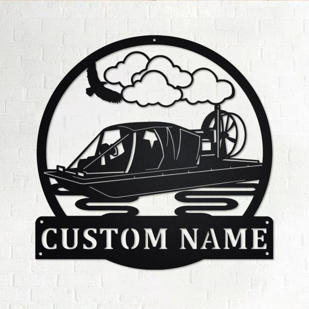 Hovercraft Speed Boat Metal Wall Art Personalized Metal Name Sign Home Decor Housewarming Gift