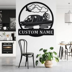 Hovercraft Speed Boat Metal Wall Art Personalized Metal Name Sign Home Decor Housewarming Gift 2