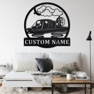 Hovercraft Speed Boat Metal Wall Art Personalized Metal Name Sign Home Decor Housewarming Gift 3