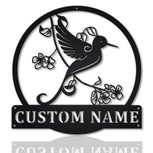 Hummingbird Metal Art Personalized Metal Name Sign Decor Home Gift for Animal Lover 1