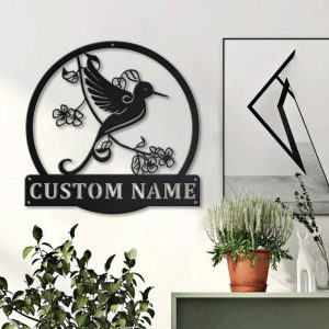 Hummingbird Metal Art Personalized Metal Name Sign Decor Home Gift for Animal Lover