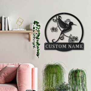 Hummingbird Metal Art Personalized Metal Name Sign Decor Home Gift for Animal Lover 3