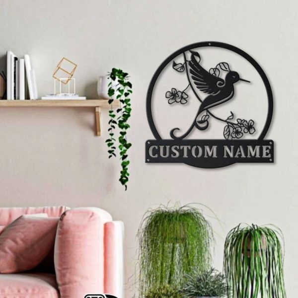 Hummingbird Metal Art Personalized Metal Name Sign Decor Home Gift for Animal Lover