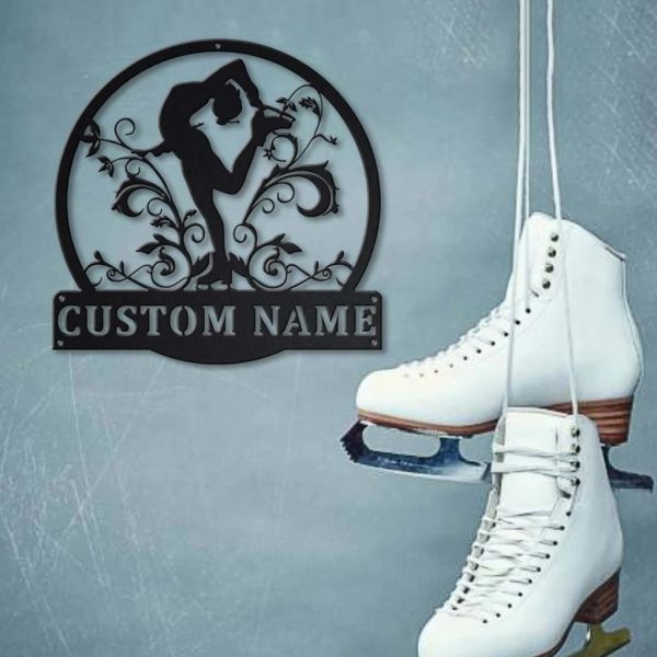 Ice Skating Metal Sign Personalized Metal Name Signs Home Decor Sport Lovers Gifts