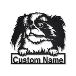 Japanese Chin Dog Metal Art Personalized Metal Name Sign Decor Home Gift for Dog Lover 1