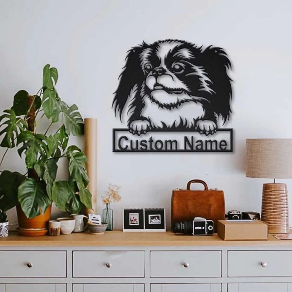 Japanese Chin Dog Metal Art Personalized Metal Name Sign Decor Home Gift for Dog Lover