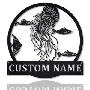 Jellyfish Metal Art Personalized Metal Name Sign Decor Home Gift for Animal Lover 1