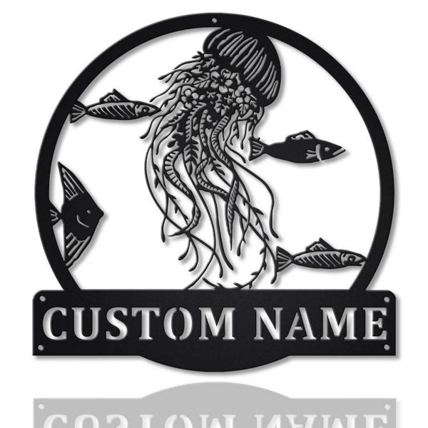 Jellyfish Metal Art Personalized Metal Name Sign Decor Home Gift for Animal Lover