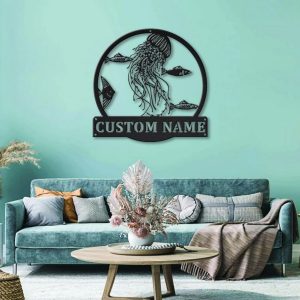 Jellyfish Metal Art Personalized Metal Name Sign Decor Home Gift for Animal Lover 4