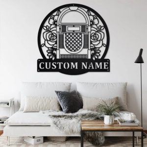 Jukebox Musical Instrument Metal Art Personalized Metal Name Sign Music Room Decor 3