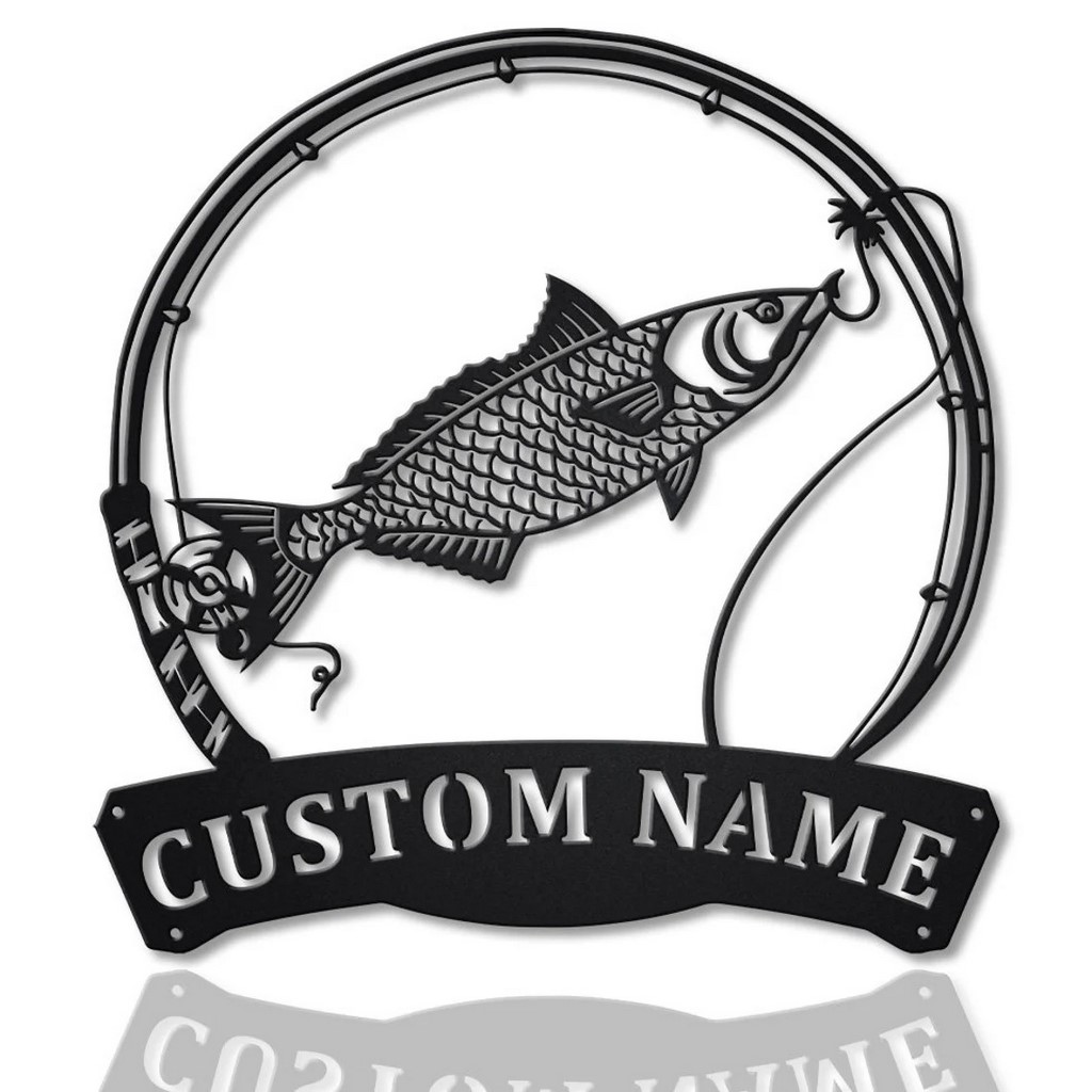 Puffer Fish Fishing Pole Metal Art Personalized Metal Name Sign Decor Home  Gift for Fishing Lover - Custom Laser Cut Metal Art & Signs, Gift & Home