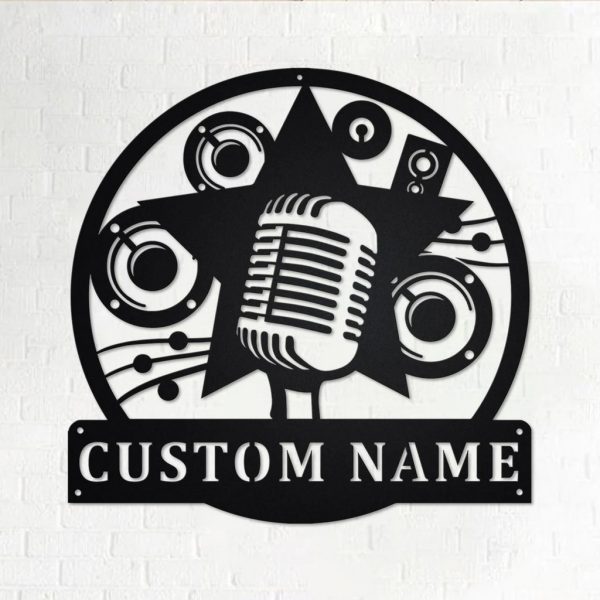 Karaoke Metal Art Personalized Metal Name Sign Music Room Decor