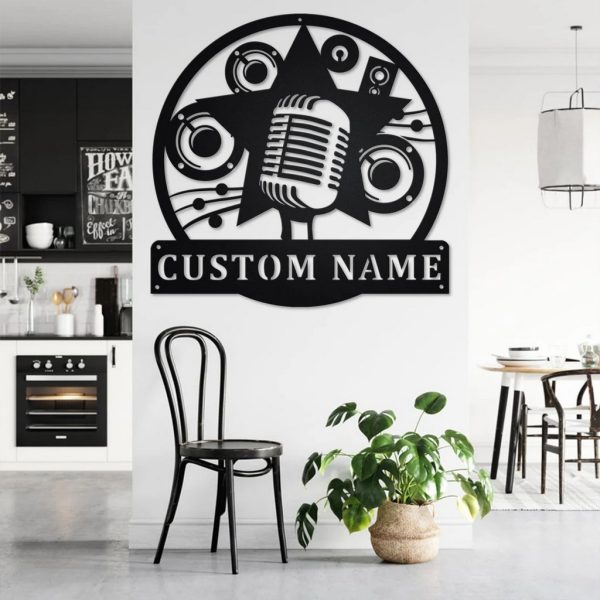 Karaoke Metal Art Personalized Metal Name Sign Music Room Decor