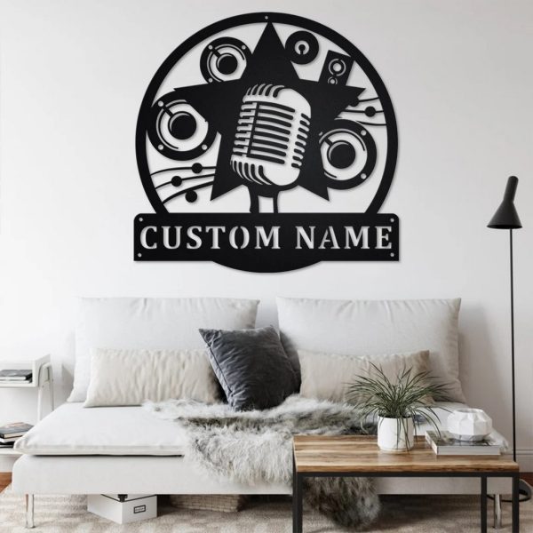 Karaoke Metal Art Personalized Metal Name Sign Music Room Decor