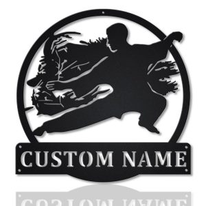 Karate Fighters Metal Sign Personalized Metal Name Signs Home Decor Sport Lovers Gifts 1