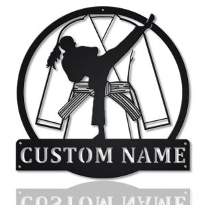 Karate Girl Metal Sign Personalized Metal Name Signs Home Decor Sport Lovers Gifts 1