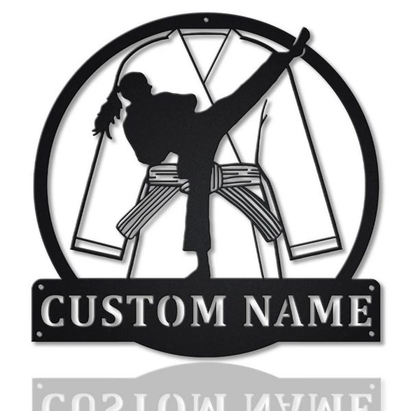 Karate Girl Metal Sign Personalized Metal Name Signs Home Decor Sport Lovers Gifts