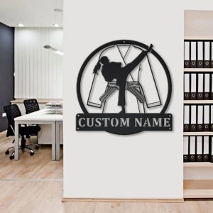 Karate Girl Metal Sign Personalized Metal Name Signs Home Decor Sport Lovers Gifts