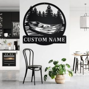 Kayak Canoe Boat Metal Wall Art Personalized Metal Name Sign Home Decor Housewarming Gift