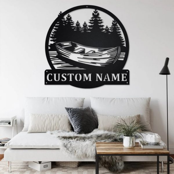 Kayak Canoe Boat Metal Wall Art Personalized Metal Name Sign Home Decor Housewarming Gift