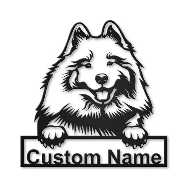 Keeshond Dog Metal Art Personalized Metal Name Sign Decor Home Gift for Dog Lover